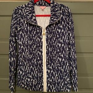 Lilly Pulitzer Leona Zip Up Navy Fish Size XL